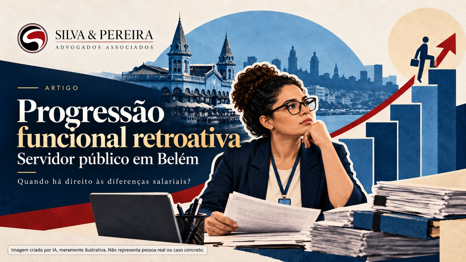 Representação editorial da progressão funcional de servidor público em Belém.