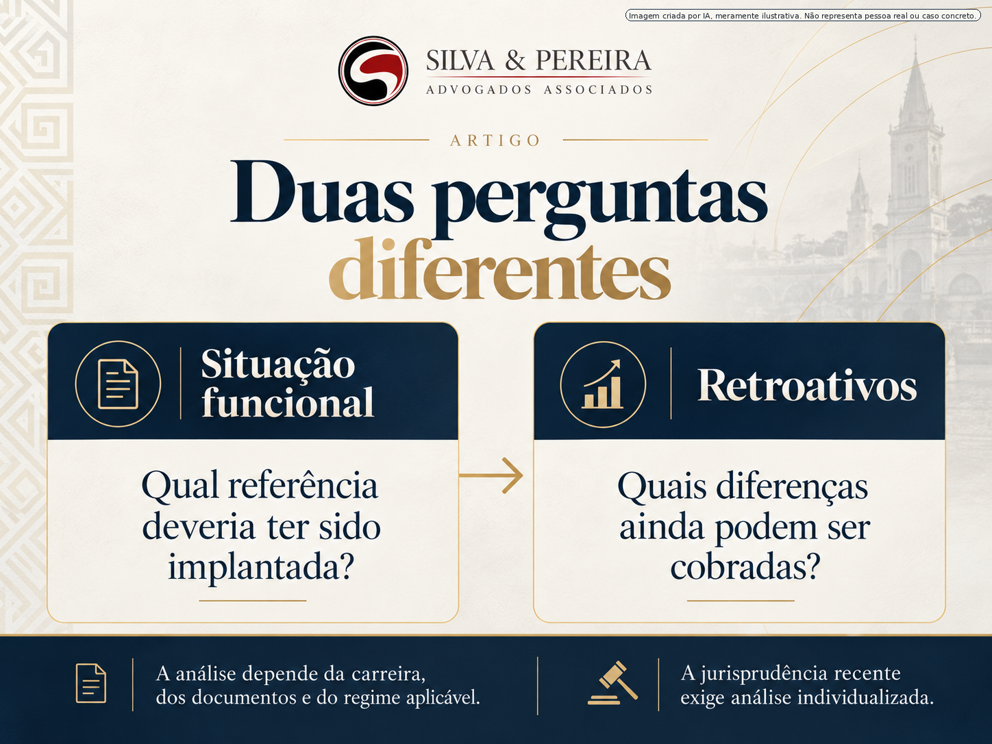 Infográfico diferenciando situação funcional e efeitos financeiros retroativos.